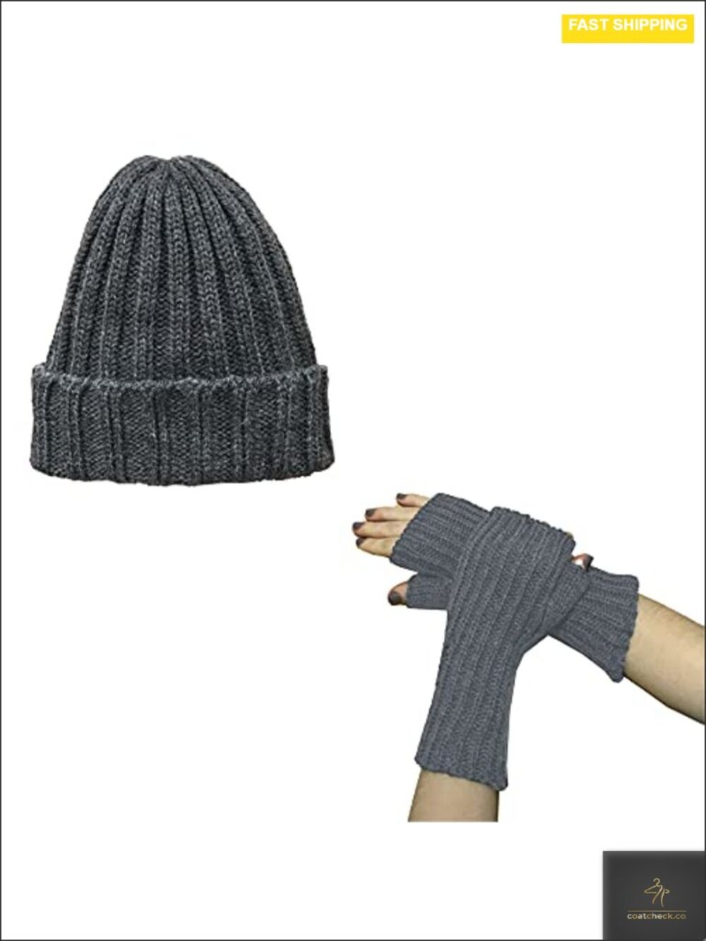 Alpaca Wool Beanie Hat and Mittens Gloves Set Unisex Winter Knit
